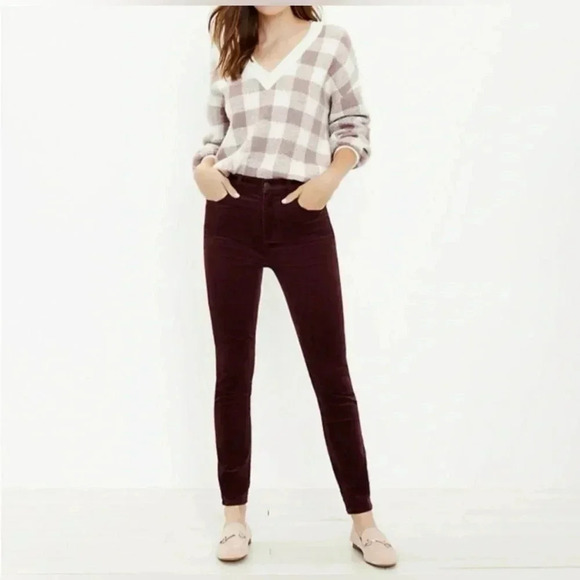LOFT Denim - Women’s Loft High-Rise Skinny Corduroy Pants Size 31/12 Burgundy EUC